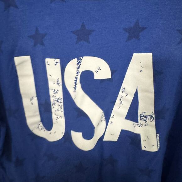 CODE FIVE Blue Short Sleeve Crewneck Tee Shirt USA w/ Stars Women's Plus Size 3X - Picture 7 of 7